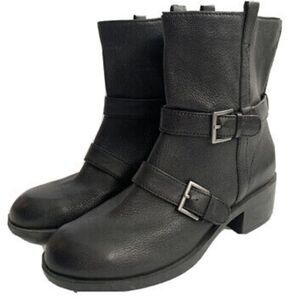 Cole Haan X Nike Black Combat Motorcycle Boots w Buckle & Chunky Heel Streetwear